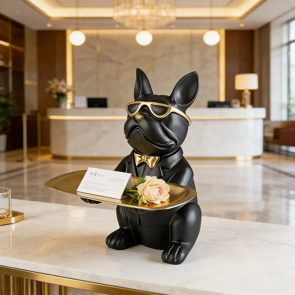 Statue Majordome "Le Frenchie Chic" — Vide-poches Design