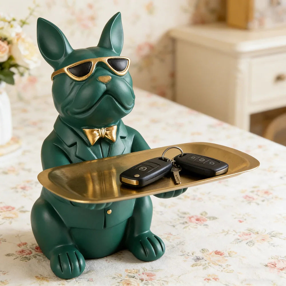 Statue Majordome "Le Frenchie Chic" — Vide-poches Design