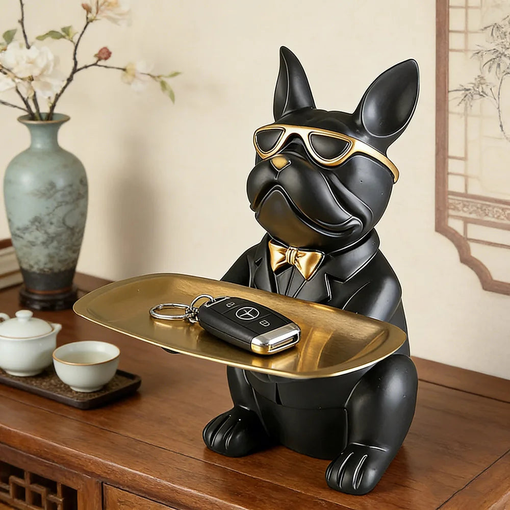 Statue Majordome "Le Frenchie Chic" — Vide-poches Design