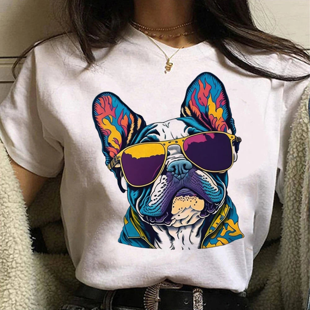 T-Shirt Graphic Pop Art — L'Icône Frenchie Multicolore